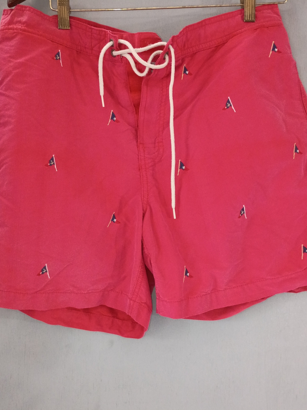 Women's Pink Embroidered Flag Swim Shorts